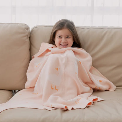 Fox & Fallow Cotton Blanket - Pink Ducks
