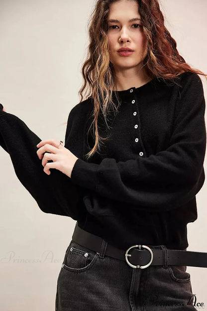 French Vintage Loose Long-Sleeve Knit Top