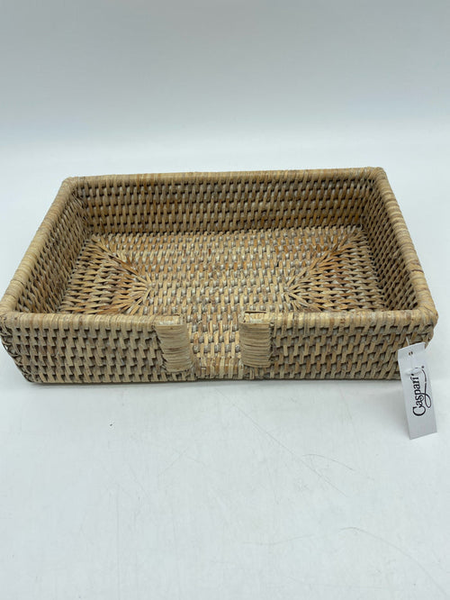 GUEST TOWEL HOLDER BLEACHED RATTAN
