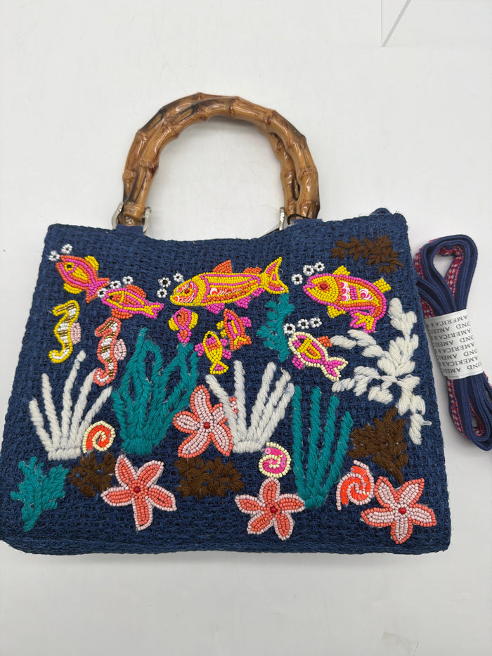 HANDLE BAG UNDERWATER PARADISE WOODEN HANDLE