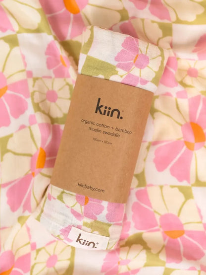 Kiin Organic Bamboo Cotton Muslin Swaddle - Whimsy