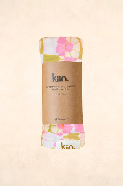 Kiin Organic Bamboo Cotton Muslin Swaddle - Whimsy