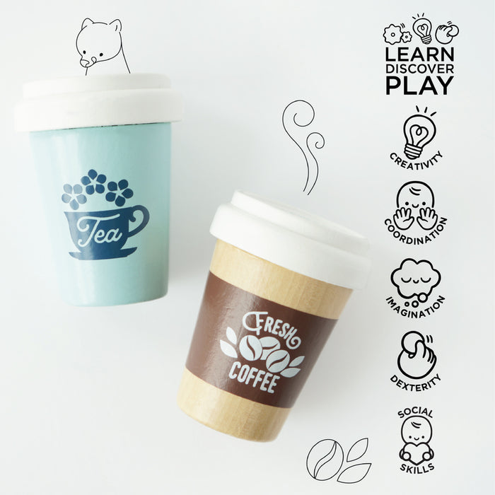 Le Toy Van Wooden Tea & Coffee Re-Useable Eco Cup Set