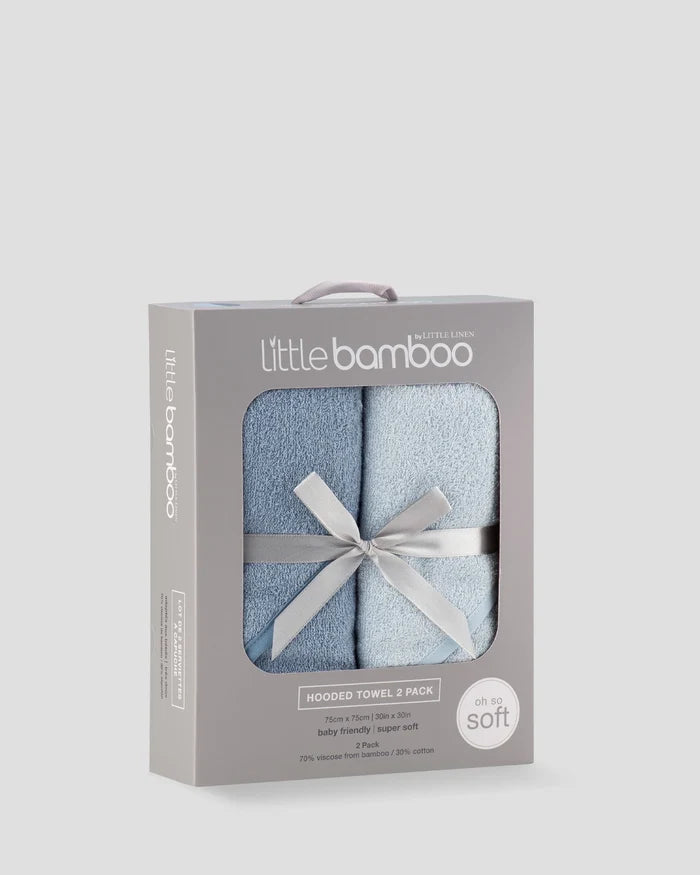 Little Bamboo Baby Hooded Towels 2 Pack - Retro Blue