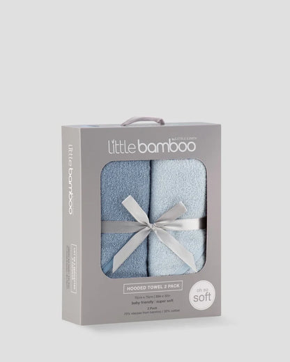 Little Bamboo Baby Hooded Towels 2 Pack - Retro Blue