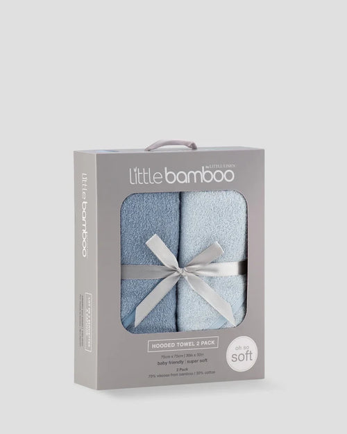 Little Bamboo Baby Hooded Towels 2 Pack - Retro Blue