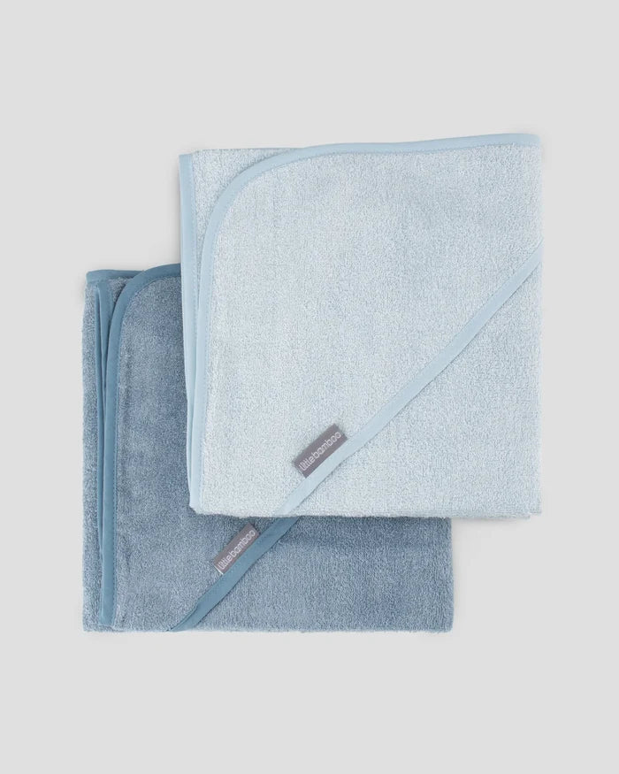 Little Bamboo Baby Hooded Towels 2 Pack - Retro Blue