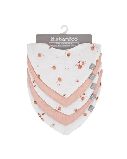 Little Bamboo Baby Muslin Bib 5 Pack - Dusty Rose