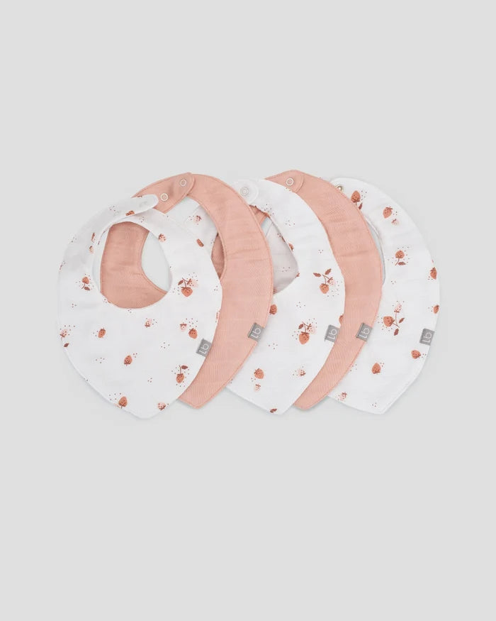 Little Bamboo Baby Muslin Bib 5 Pack - Dusty Rose