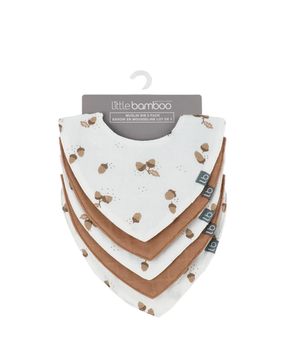 Little Bamboo Baby Muslin Bib 5 Pack - Iced Coffee