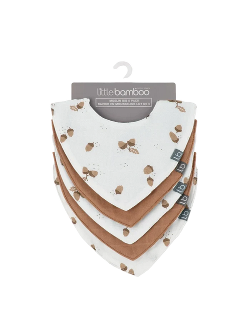 Little Bamboo Baby Muslin Bib 5 Pack - Iced Coffee