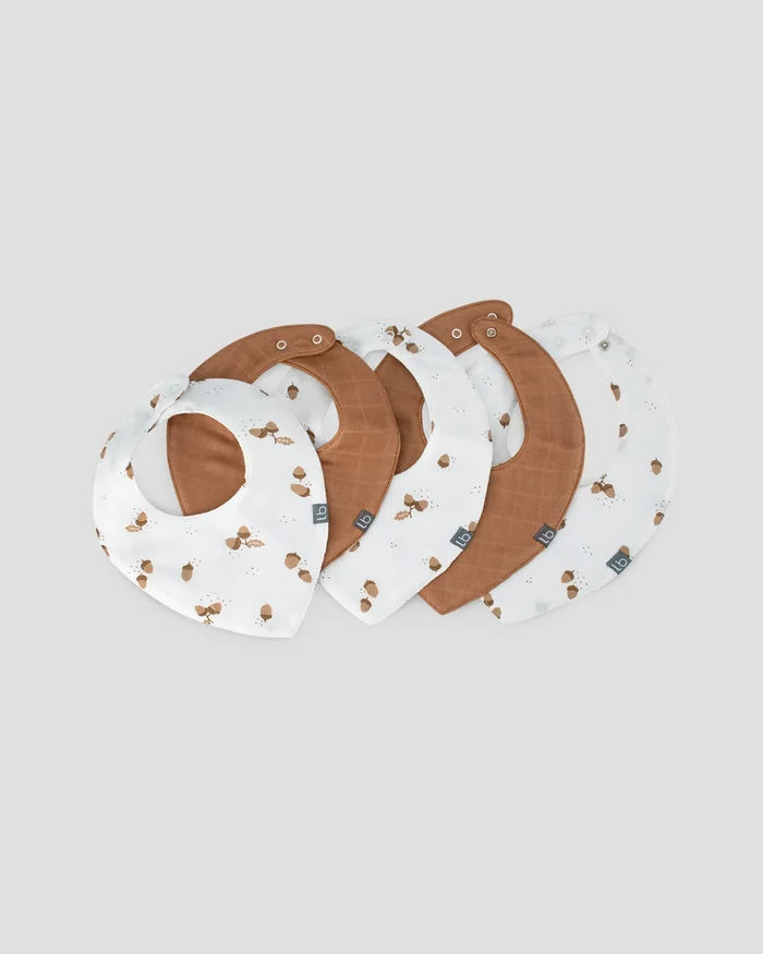Little Bamboo Baby Muslin Bib 5 Pack - Iced Coffee