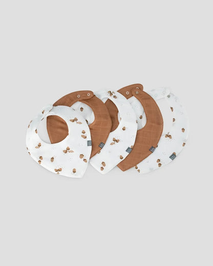 Little Bamboo Baby Muslin Bib 5 Pack - Iced Coffee