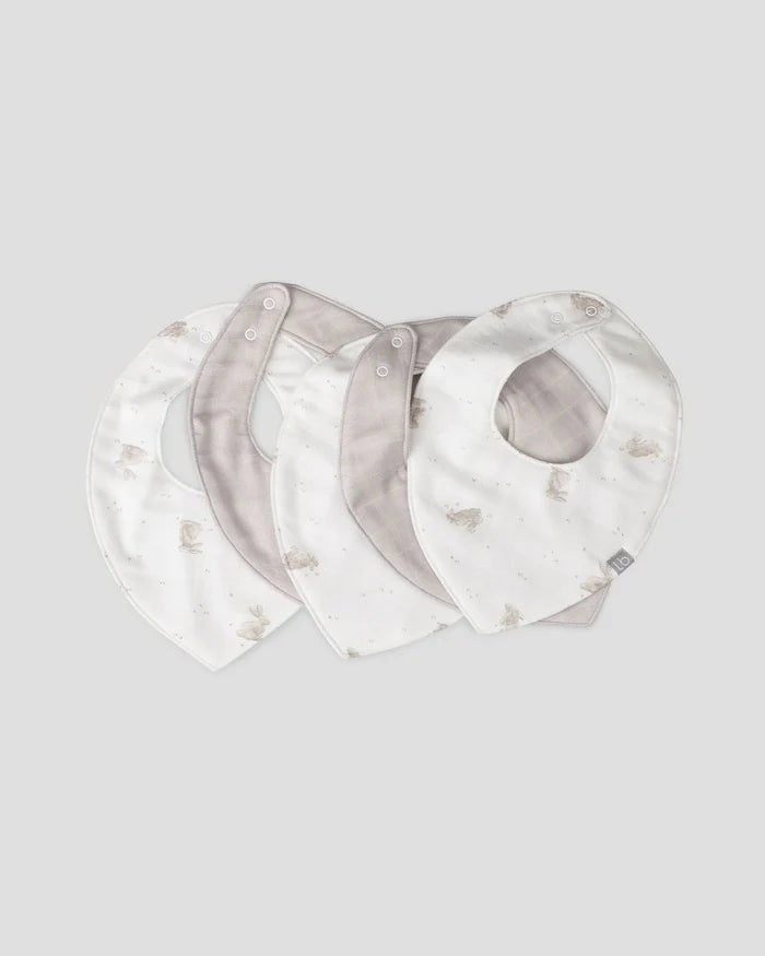 Little Bamboo Baby Muslin Bib 5 Pack - Stone Grey