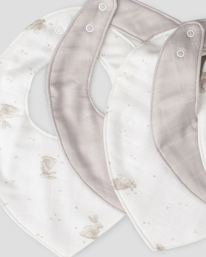 Little Bamboo Baby Muslin Bib 5 Pack - Stone Grey