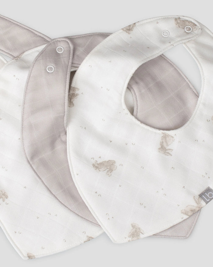 Little Bamboo Baby Muslin Bib 5 Pack - Stone Grey