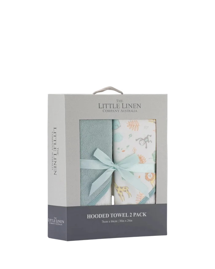 Little Linen Baby Hooded Towels 2 Pack - Savanna Giraffe