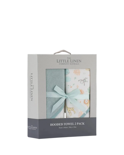 Little Linen Baby Hooded Towels 2 Pack - Savanna Giraffe