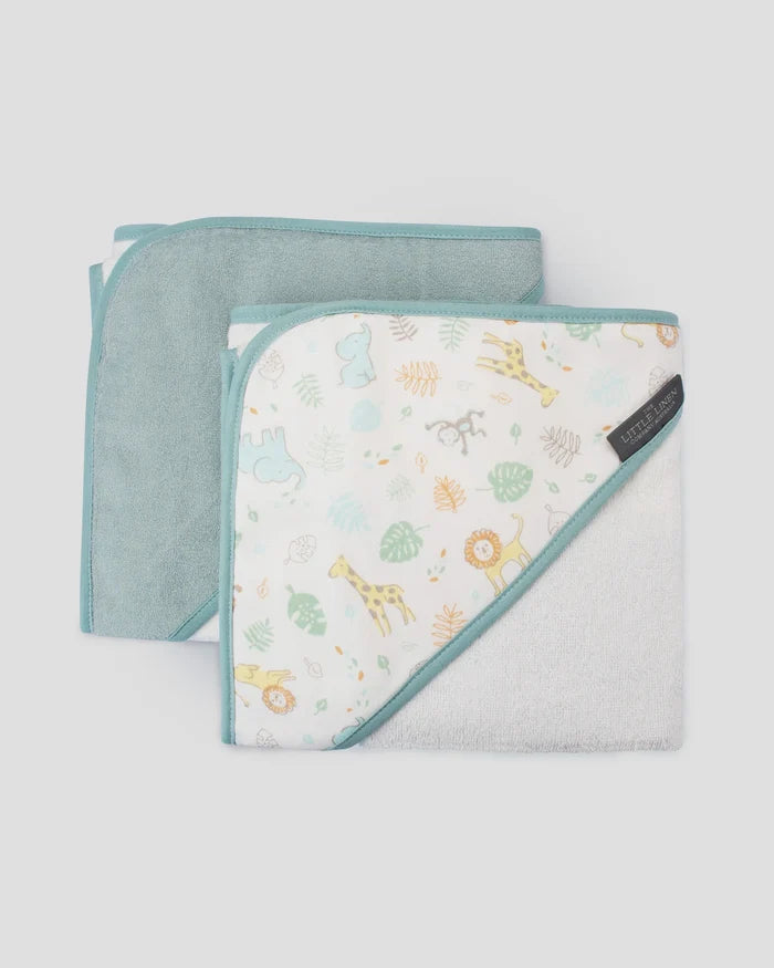 Little Linen Baby Hooded Towels 2 Pack - Savanna Giraffe
