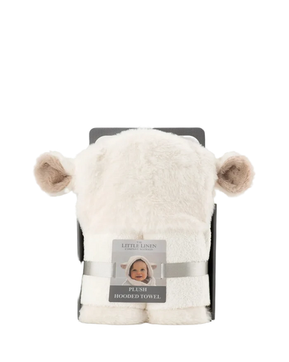 Little Linen Plush Baby Hooded Towel - Farmyard Lamb