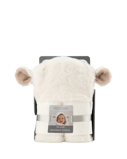Little Linen Plush Baby Hooded Towel - Farmyard Lamb