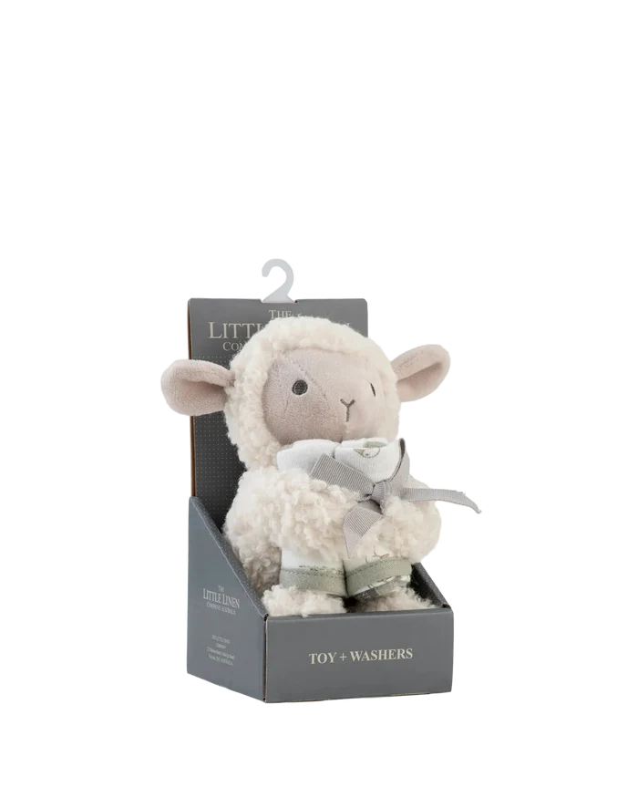 Little Linen Soft Plush Toy & Washer Gift Box - Farmyard Lamb
