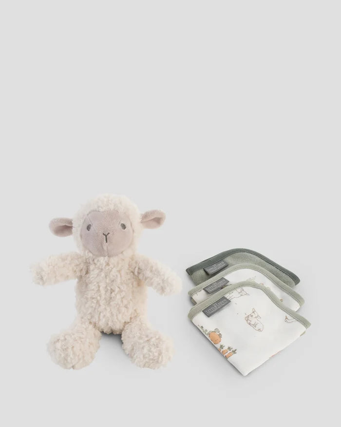 Little Linen Soft Plush Toy & Washer Gift Box - Farmyard Lamb