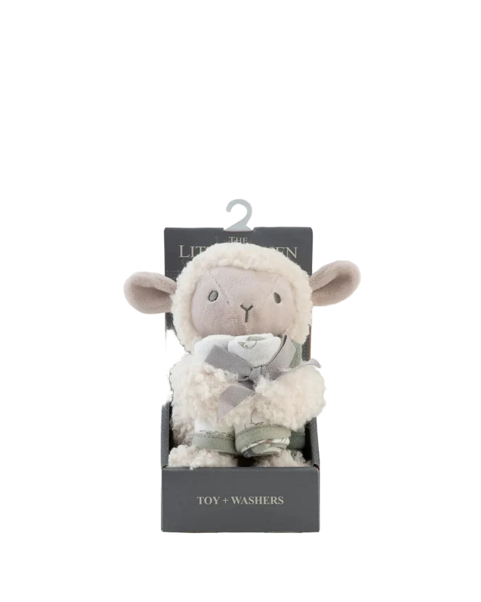Little Linen Soft Plush Toy & Washer Gift Box - Farmyard Lamb