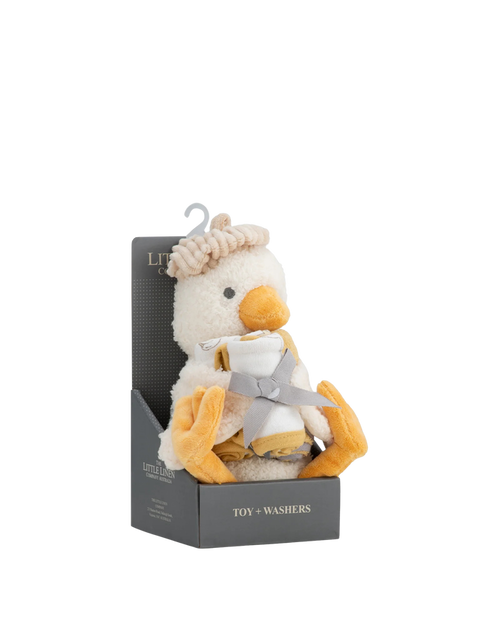 Little Linen Soft Plush Toy & Washer Gift Box - Fuzzy Duck