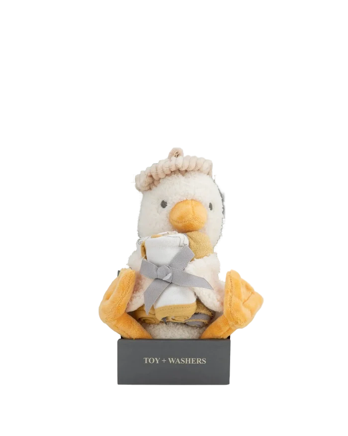 Little Linen Soft Plush Toy & Washer Gift Box - Fuzzy Duck