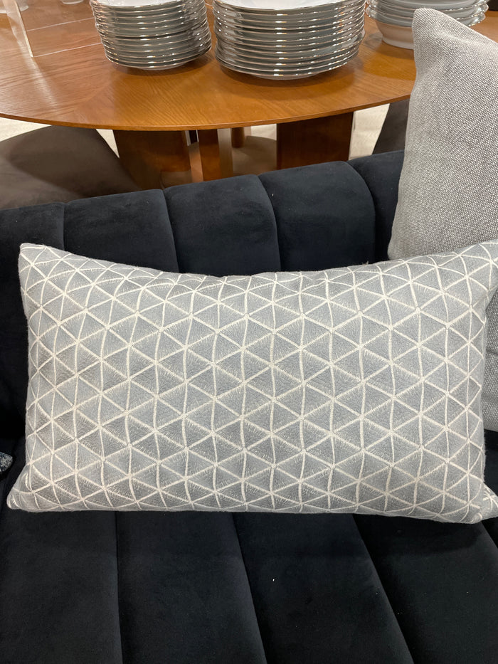 LUMBAR PILLOW CUSTOM GREY DIAMOND PATTERN DOWN FILLED