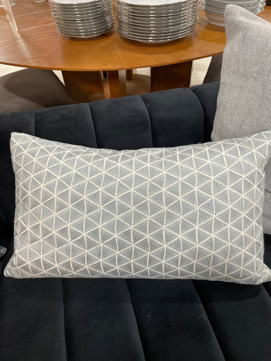 LUMBAR PILLOW CUSTOM GREY DIAMOND PATTERN DOWN FILLED