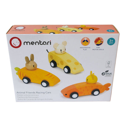 Mentari Wooden Animal Friends Racing Car Set