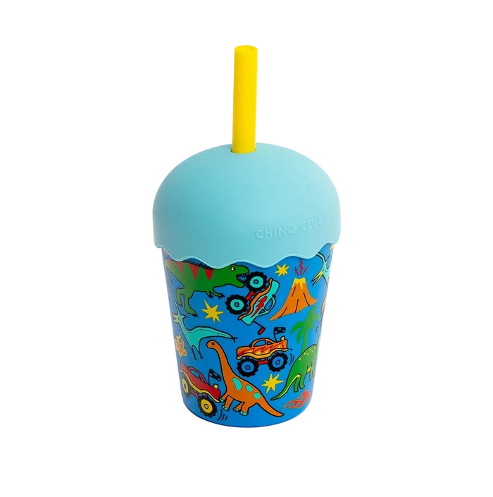 Mini Stainless Steel Smoothie Cup & Straw 200ml - Dinotrucks