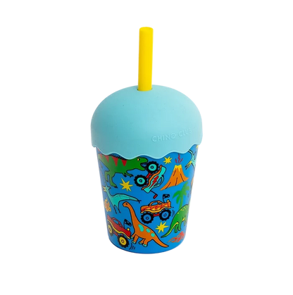 Mini Stainless Steel Smoothie Cup & Straw 200ml - Dinotrucks