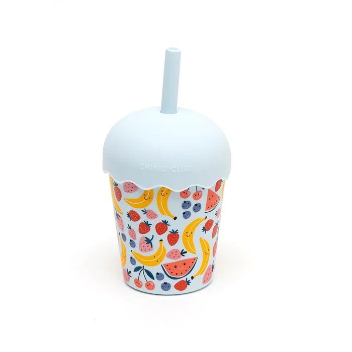Mini Stainless Steel Smoothie Cup & Straw 200ml - Fruits Blue