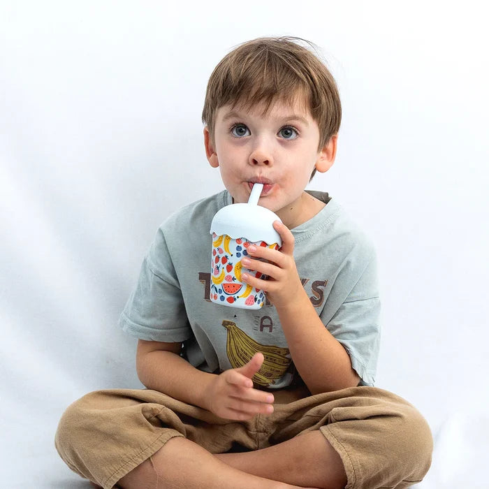 Mini Stainless Steel Smoothie Cup & Straw 200ml - Fruits Blue