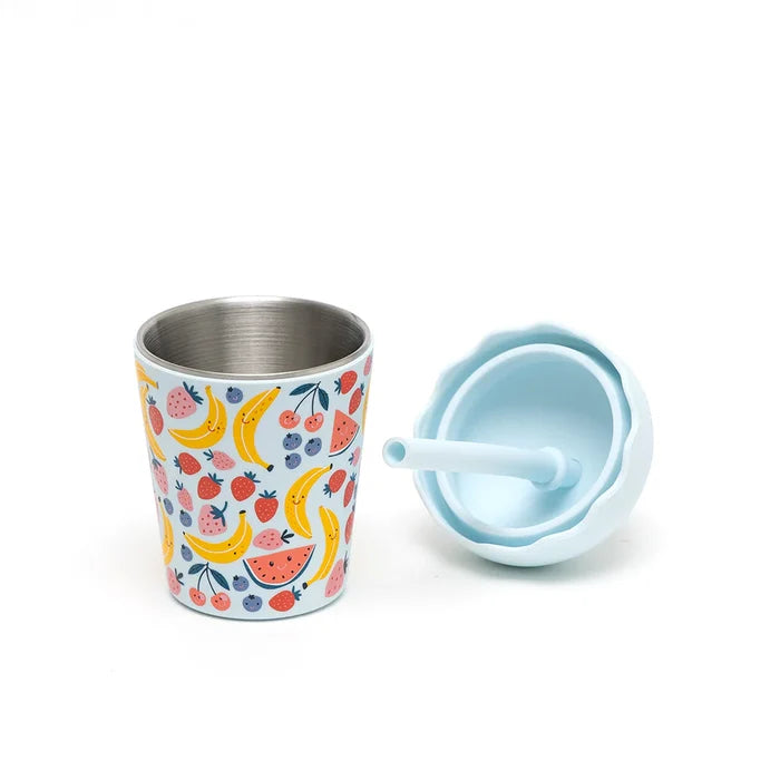 Mini Stainless Steel Smoothie Cup & Straw 200ml - Fruits Blue