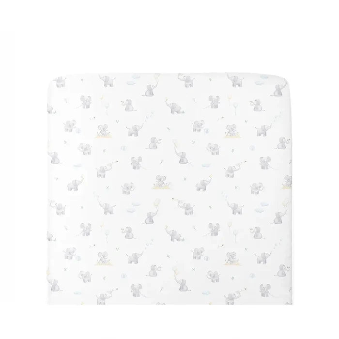 Organic Port-A-Cot Fitted Sheet - Elephant Playtime