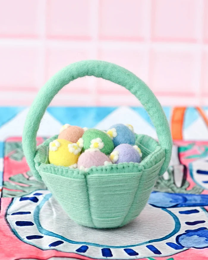 Petite Felt Easter Basket - Teal