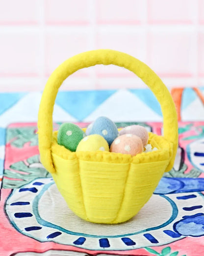 Petite Felt Easter Basket - Yellow