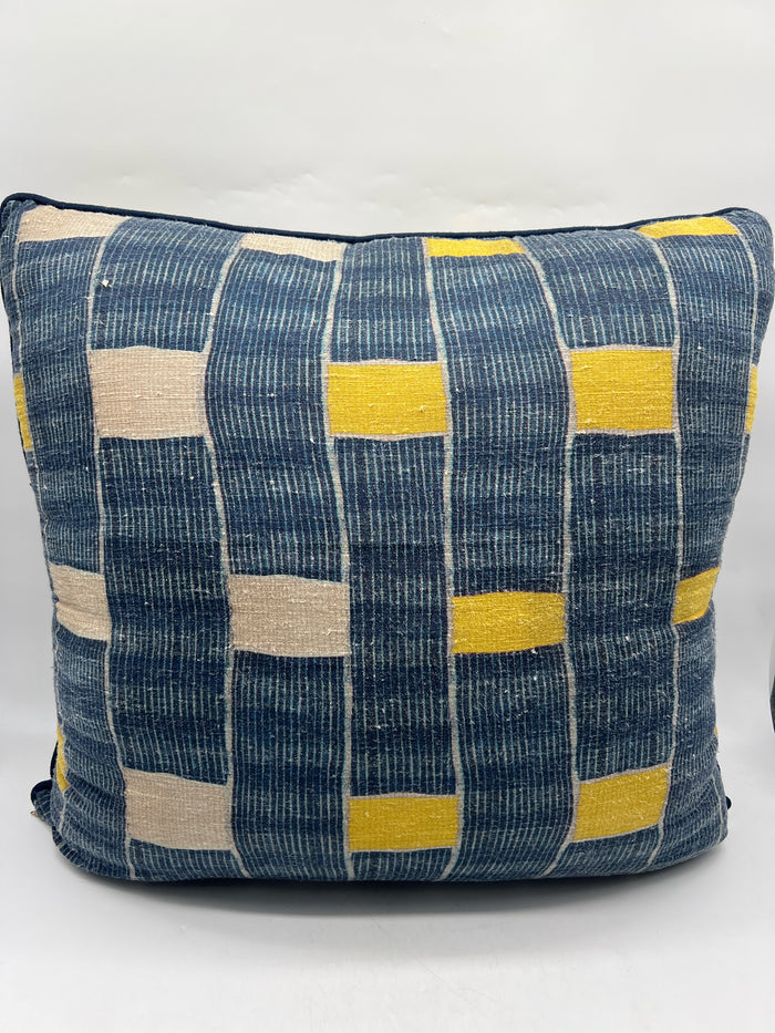 PILLOW NAVY BLUE & YELLOW