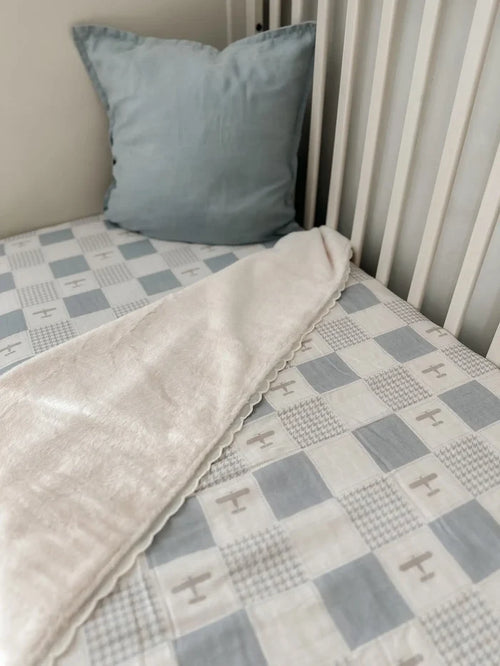 Pop Ya Tot Organic Wright Flyer Fur Lined Blanket