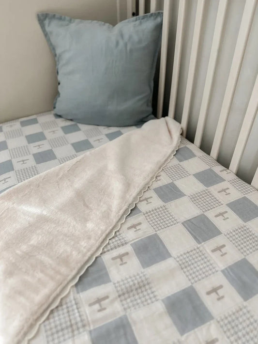 Pop Ya Tot Organic Wright Flyer Fur Lined Blanket
