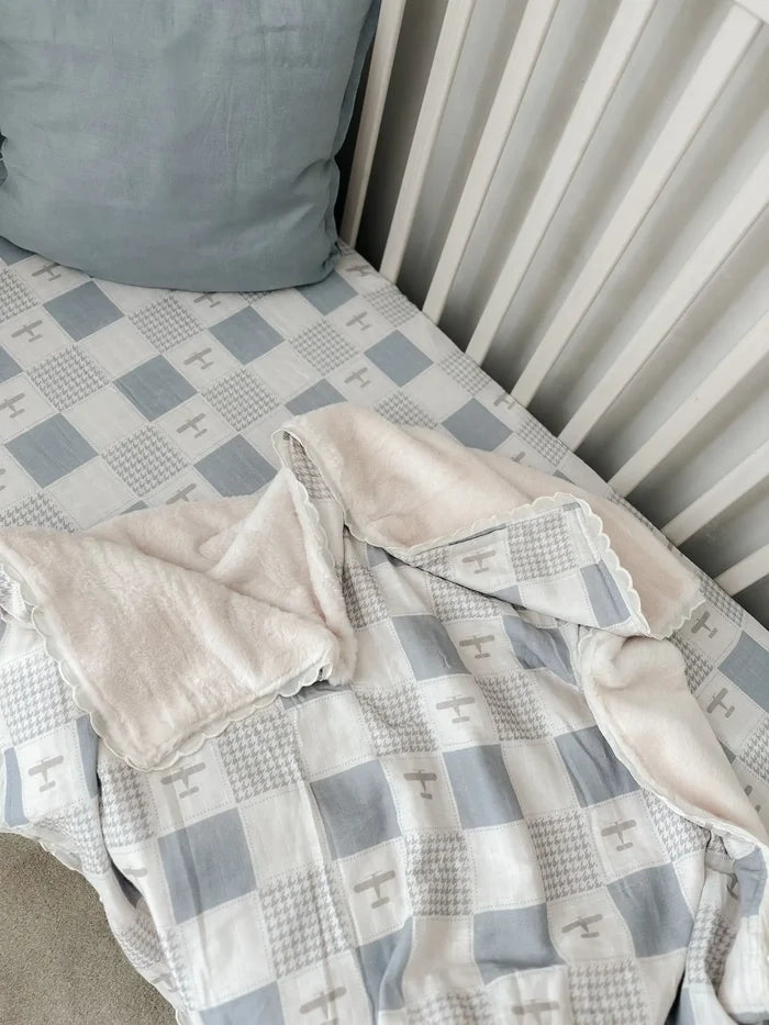 Pop Ya Tot Organic Wright Flyer Fur Lined Blanket