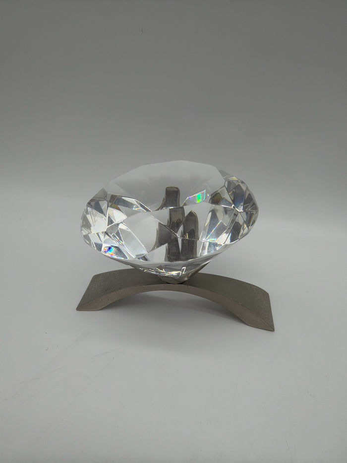 ROSENTHAL GLASS CUT DIAMOND ON PEDESTAL