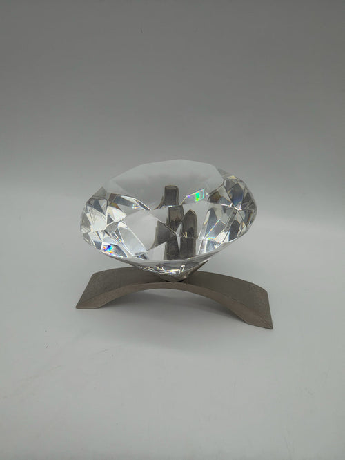 ROSENTHAL GLASS CUT DIAMOND ON PEDESTAL