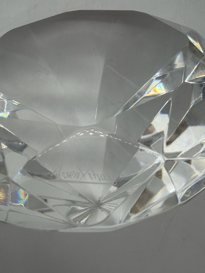 ROSENTHAL GLASS CUT DIAMOND ON PEDESTAL