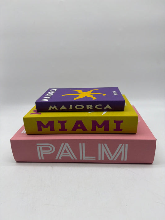 SET OF 3 PALM BEACH CANVAS BOOK STORAGE BOXES