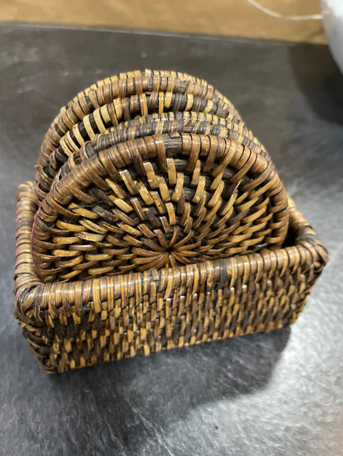 SET OF 6 WICKER COASTERS